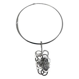 Pianegonda Sterling Silver Mod Drop Circle Choker Necklace